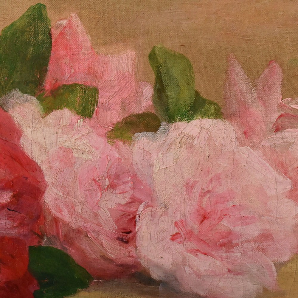 QF783 6 antique floral roses painting flower oil still life XIX
